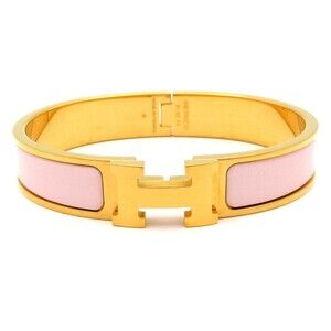 Hermès Clic H Bangle Gold Light Pink Hardware Patent Leather